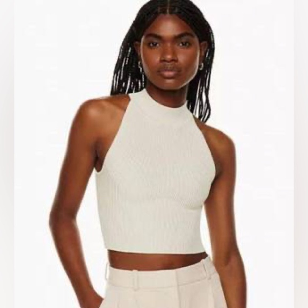 Aritzia Wilfred Knit Halter Tank in White sz 2XS